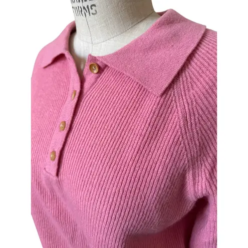 Dearest Maybe Baby Ribbed Polo Sweater in Pin Size Medium Pink