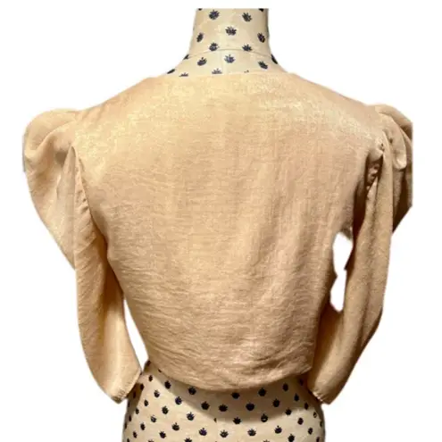 Lovers + Friends  Champagne Front Tie Shirt Top Shrug Size Small