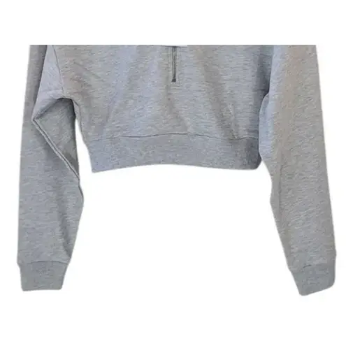 We Wore What NWT Cropped Half Zip Fleece Cotton Hoodie Long Sleeve XS Heather Grey
