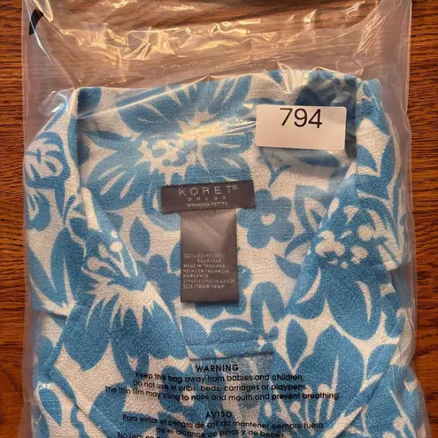 Koret Dress Jacket Women's Petite Size 14WP Blue Floral Open Slit Back