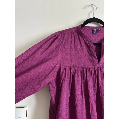 Anna Sui NWOT Uniqlo Dress Cotton Floral Bohemian Beach Purple Black