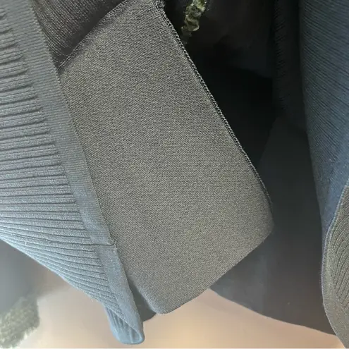 Elana by Tanner Blazer Navy Knit V Neck w/ Pattern Silk Blend Sz 2 EUC Blue