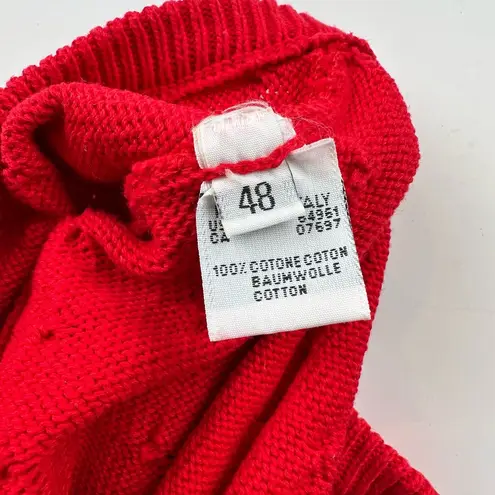 United Colors Of Benetton Benetton Sweater Vest Red Pullover Vintage 80s V-Neck Cotton Women's 48 US 12