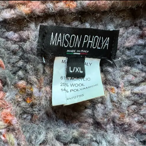 Anthropologie  Maison Pholya Knit Cowl Neck Poncho Sweater L/XL - Cottagecore