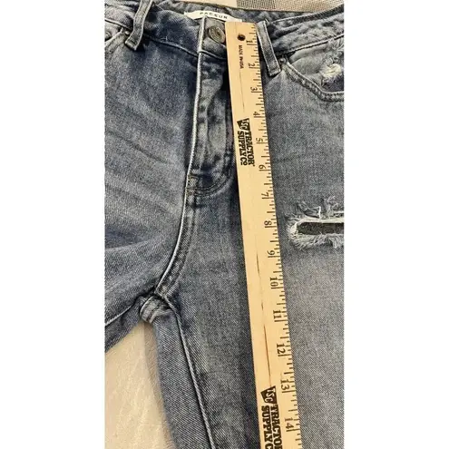PacSun ‎ Size 25 Mom Jeans Button Fly Distressed Mid Rise Stone Wash Denim Boho