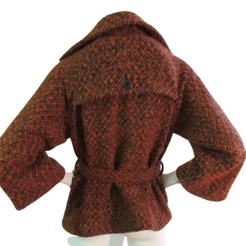 Hazel wool blend pea coat orange & black size S Orange