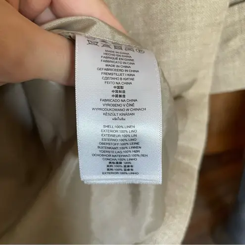 MICHAEL Michael Kors Tan Linen Cropped Sleeve Minimalist Blazer Jacket 6