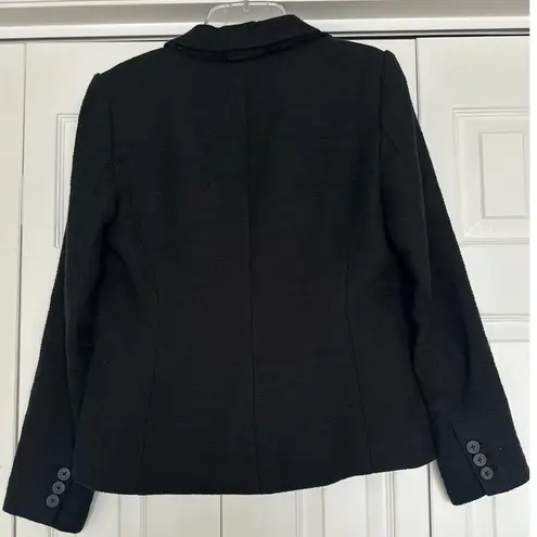 Karl Lagerfeld Paris Women Black Tweed Fringe Blazer Jacket Size 8 NEW