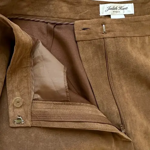 VTG Judith Hart Suede Feel Trousers Monochrome Chocolate Brown 18W Straight Leg