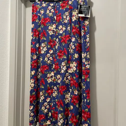 VTG NWT 90s Sag Harbor Cottagecore Purple Blue Floral Button