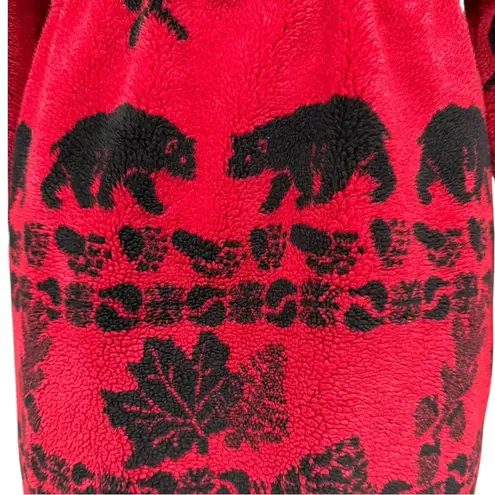 Vintage Nanuke Canadian Polar Bear Red Fleece Teddy Jacket Women’s Size S/P