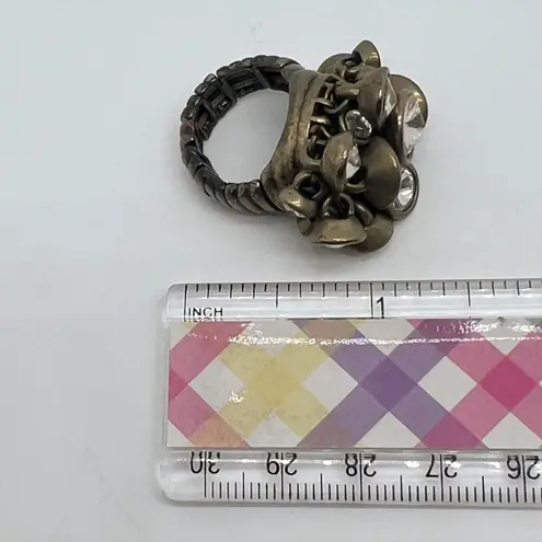 Fossil  Dangling Stones Gold Tone Elastic Stretchy Statement Ring Size 7.5