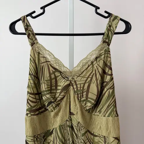 Separates by NY City Design Co. Y2k Fairy Green Brown Leaf Print Lace Top sz L Size L