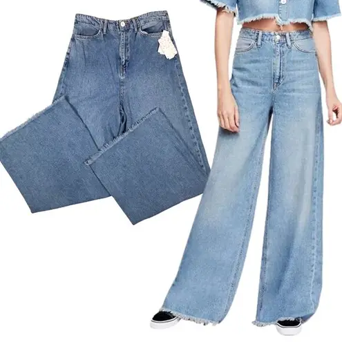 Free People Dust In The Wind Wide Leg Retro High Waist Jeans NWT 10