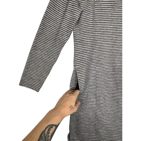 Duluth Trading Co Striped Boatneck Long Sleeve Casual Shift Knit Dress Womens XL Gray
