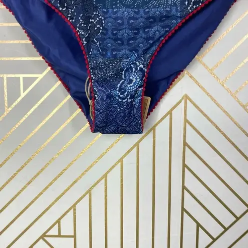 Faherty Reversible Baja Bikini Bottom in Japanese Floral Blue Red Size US Large