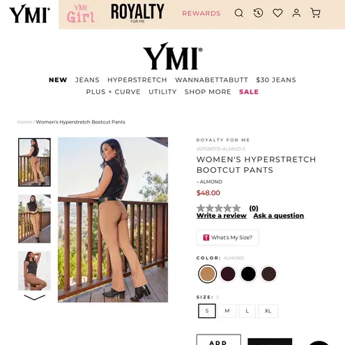 Royalty For Me  boot cut denim pants. Size Large