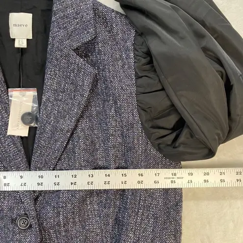 Maeve Anthropologie Tweed Blazer Puff Sleeve Business Casual Jacket Black Size 4