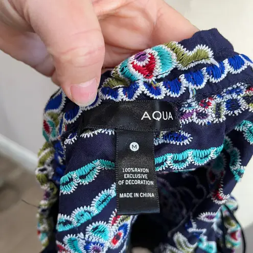 AQUA  Off Shoulder Embroidered Boho Peasant Top Colorful Print Size M - Image 5