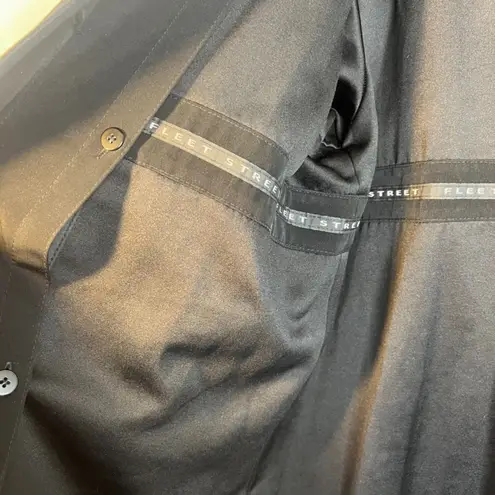 Fleet Street Basic Black Trench Coat Classic Timeless Staple Nylon Lined 14P