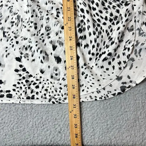 Hilary Radley Top Womens 2X White Leopard Print Roll Sleeve Tunic Blouse NEW