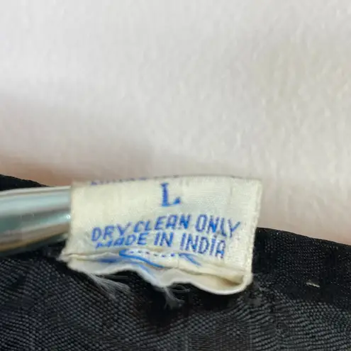 Vintage Ornate Sparkly Sequin Beaded Top Jagged Hem Black Silver Glam Gatsby L Size L