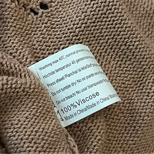 Zeagoo Pointelle Cocoon Cardigan Open Front Draped Knit Clay L