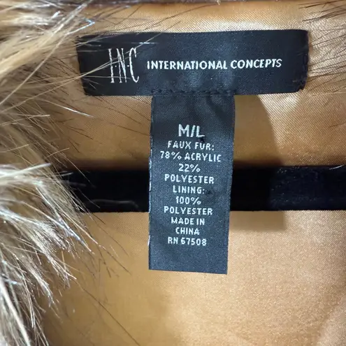 Faux Fur Vest SZ M/L Brown Tan Mob Wife Fury Fuzzy Pockets Size M