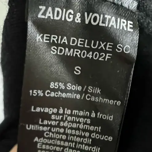 Zadig & Voltaire Deluxe Black Relaxed Tunic Silk Cashmere Midi Dress