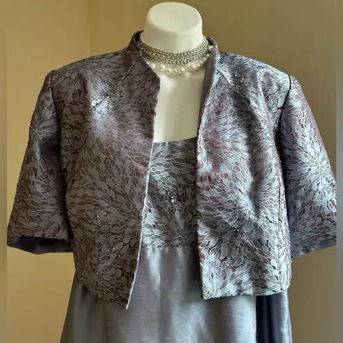 David's Bridal David’s Bridal Sheer Metallic Blue And Pink Sequence Dress/Jacket Set SZ 20WP thumbnail 12