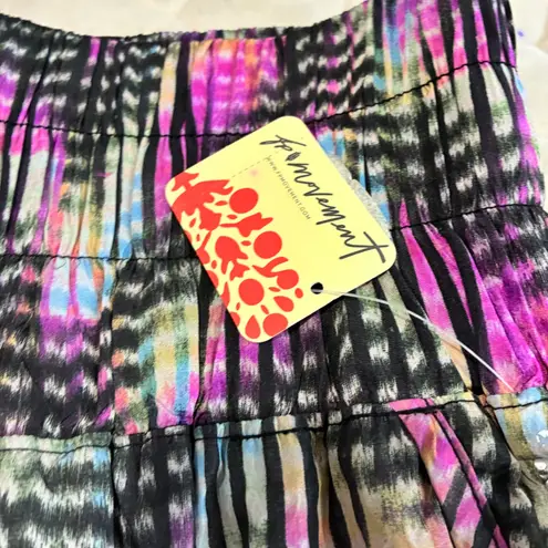 FP Movement Free People Shorts S Black Pink Purple Abstract Print High Rise Black