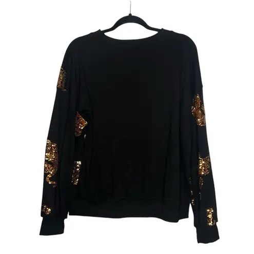 Fantastic Fawn Black Gold Sequin Tiger Oversized Sweatshirt Crewneck Size M