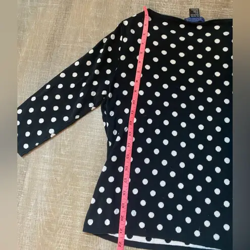 J. McLaughlin Silk Polka Dot Sweater Women’s Large Black White Knit Preppy Y2K