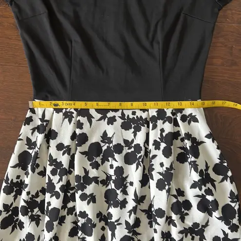 NWT Women's Casual Party Dress Pockets Puffy Swing Black & White MSRP $51 Size L