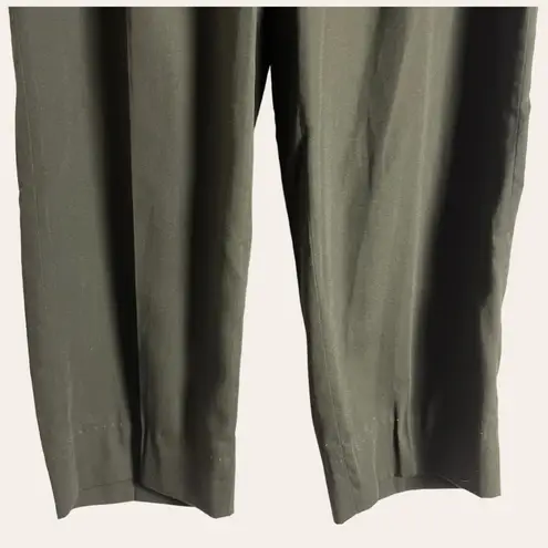 Vintage Aggio Solid Green Pleated High Waist Straight Leg Trouser Pants Size 10