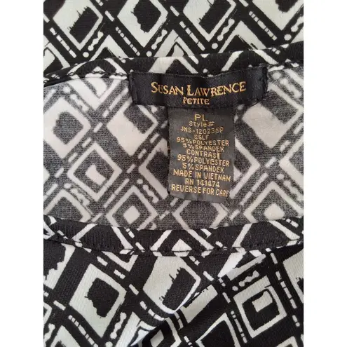 Susan Lawrence Size LP Black And White with Zipper Accents Blouse