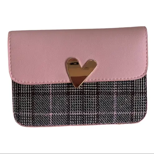Pink Heart Mini Snap Front Crossbody Purse