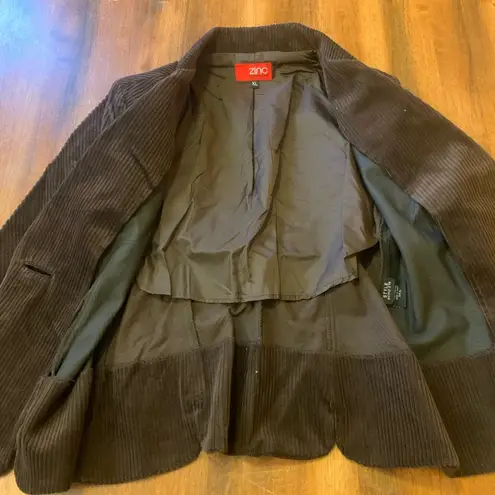 Zinc NWT Blazer XL Dark Brown Corduroy Brown Wooden Heart Button Notched Lapels