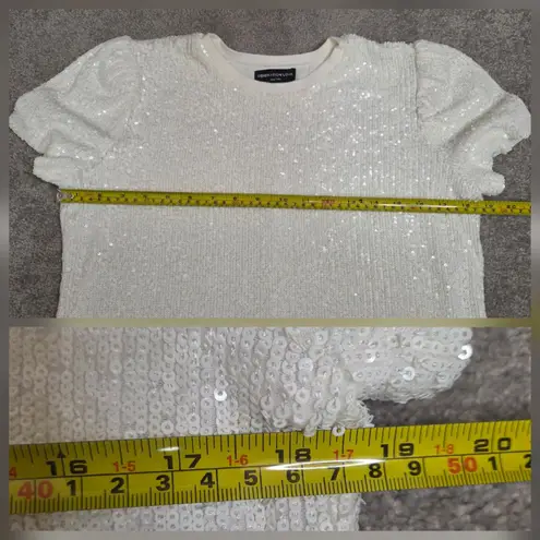 Generation Love Donna Sequin Mini Straight Dress Puff Sleeves Shell Medium