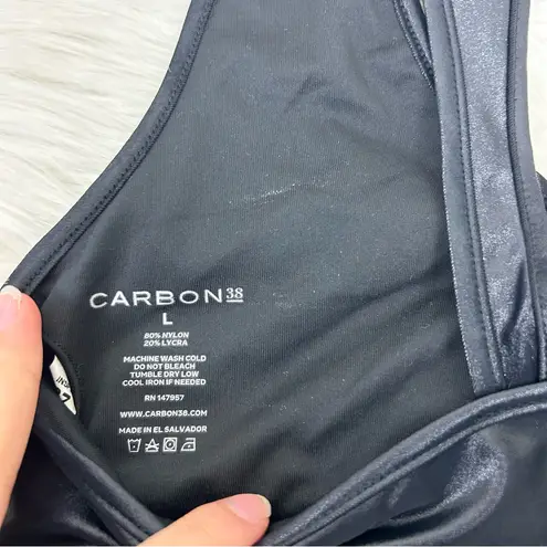 Carbon 38 Black Sports Bra in Takara Shine Size L Size L