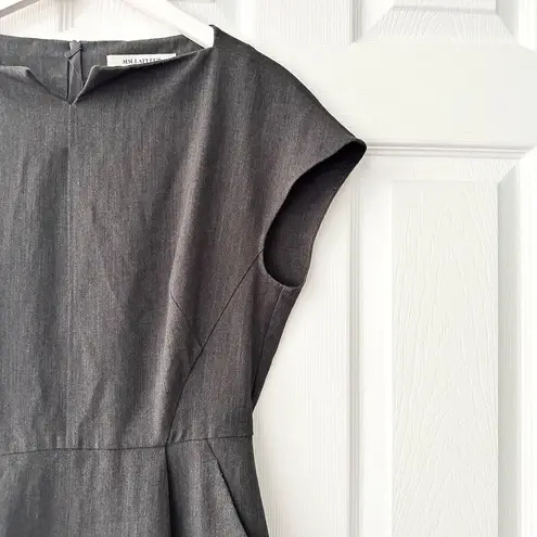 MM.LaFleur Rukmini Grey Split Neck Cap Sleeve Front Slit Sheath Career Dress 8