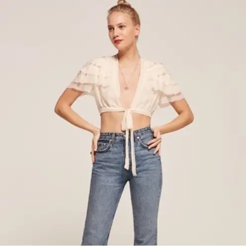 Reformation  Rosedale Ruffle Top in Ivory