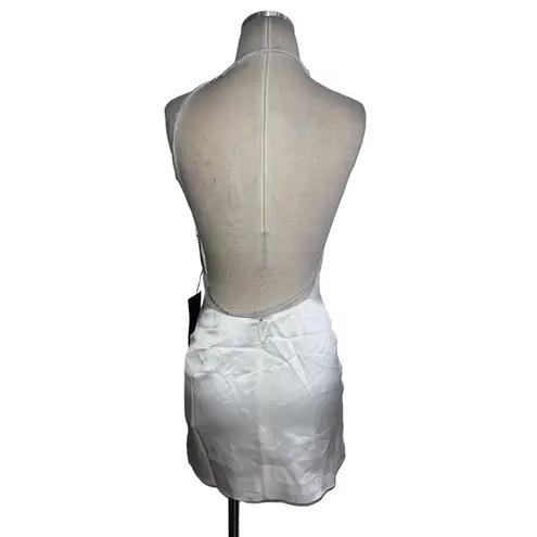 RETROFETE Mirabel Crystal Back Satin Dress in White XSmall New Womens Mini Size XS