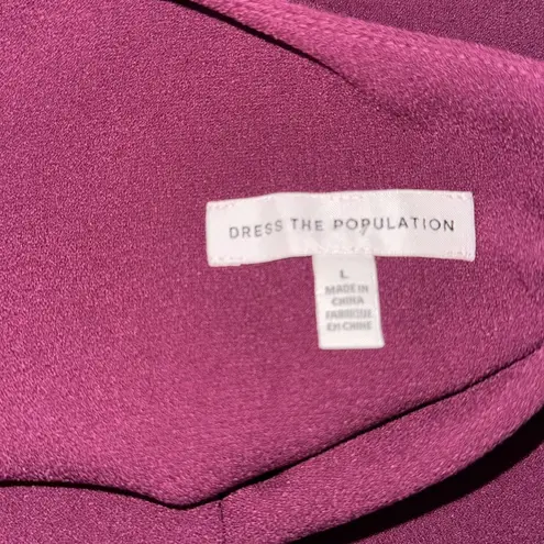 Dress the Population NWOT Tiffany One Shoulder Dark Magenta Midi Dress Sz L