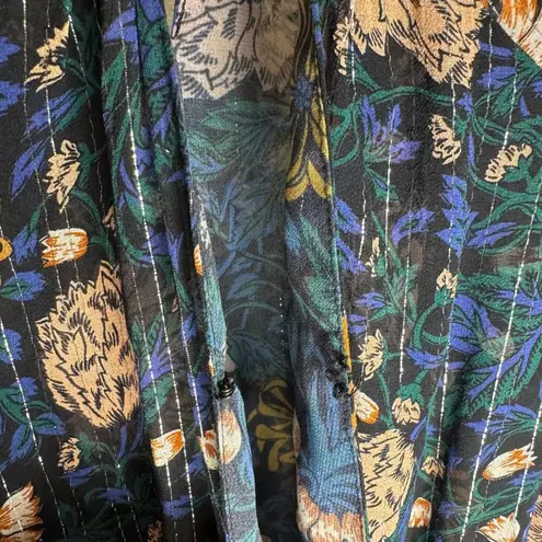 Veronica Beard Peppa Floral Mini Dress Floral Print Metallic Silk Chiffon Size 0