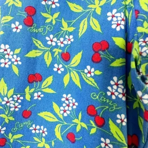 LANZ OF SALZBURG Size M Ditsy Floral Blue Cherry Print Midi Shirt Dress Size M