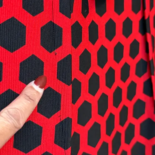 Connected Apparel Red Black Geometric Sleeveless Sheath Dress Women Size 12 #