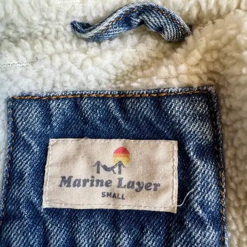 Marine layer Blue Sherpa Lined Denim Jean Jacket Size Small