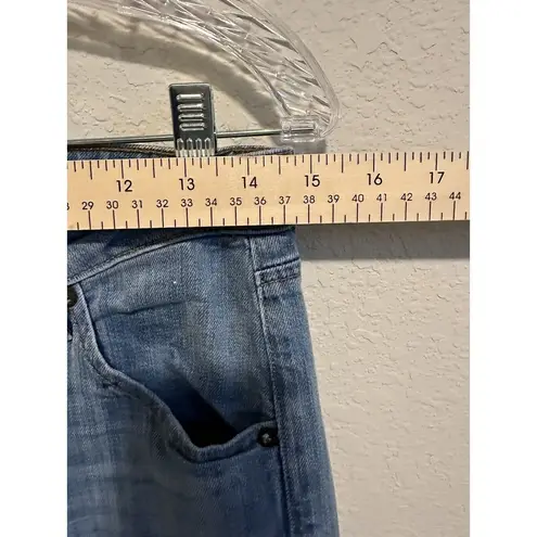 Hudson WOMENS TRIANGLE FLAP POCKET LT WASH LOW RISE FLARE JEANS Y2K STRETCH 27