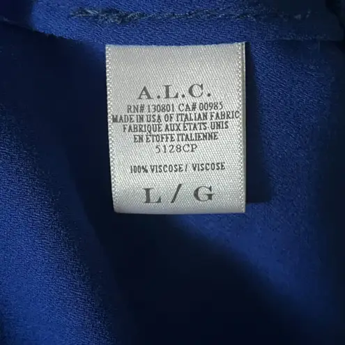 ALC Frank A.L.C. Women's Blue Top Black Trim Short Sleeve Career Casual Women's L